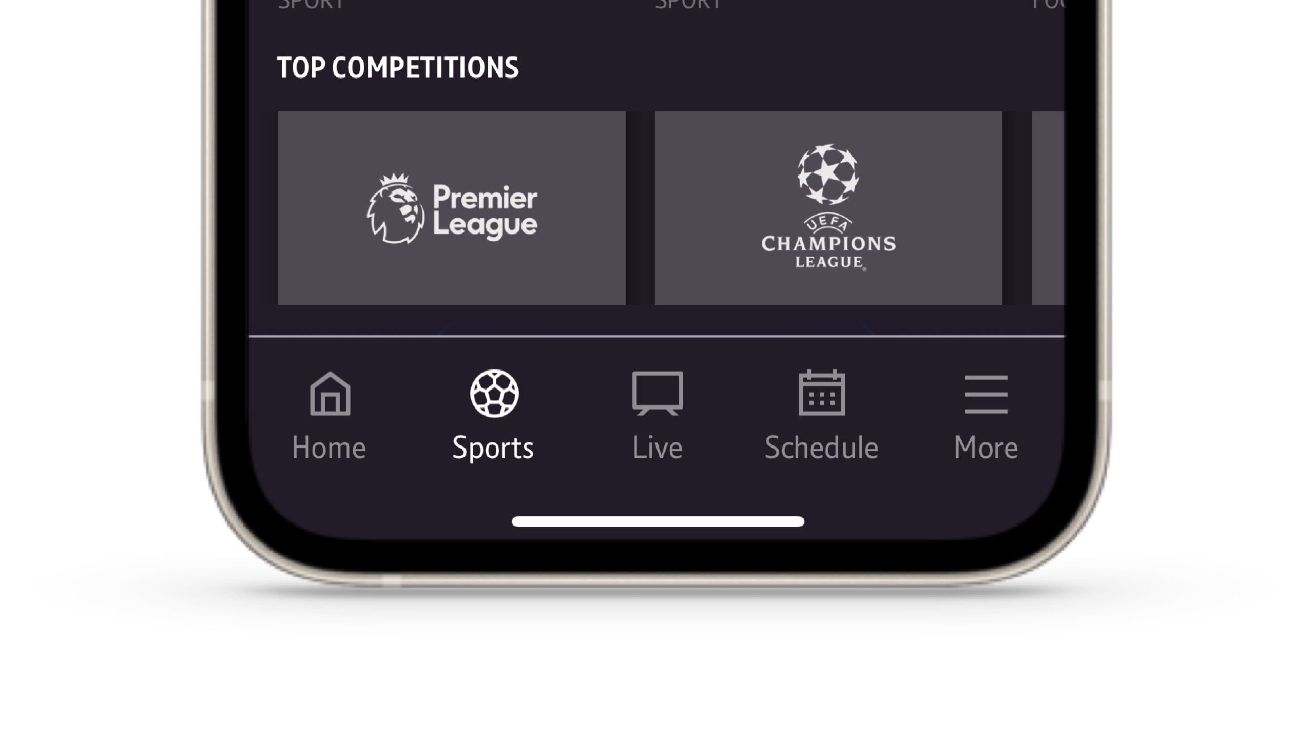 BT Sport App Nav Bar